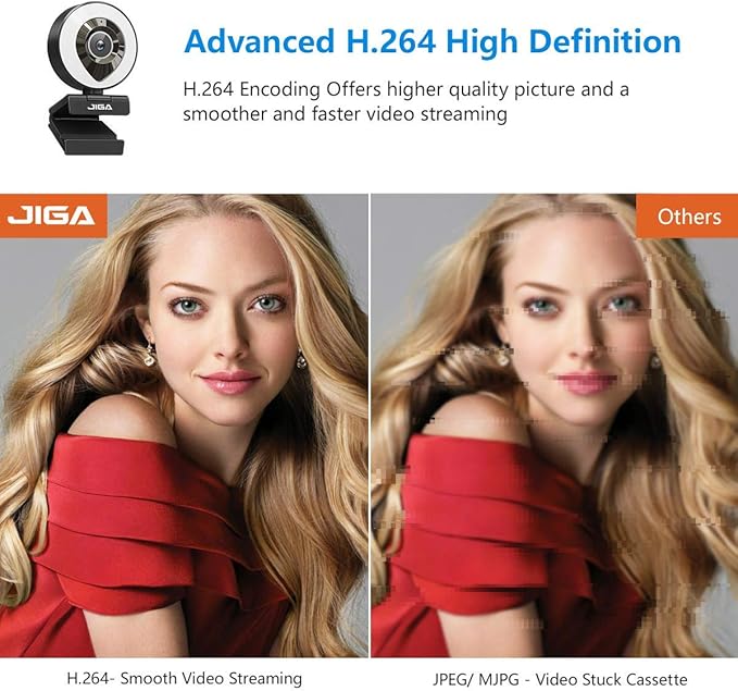 JIGA Streaming Webcam with Dual Microphone 1080P Adjustable Right Light Pro Web - Image 8