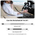 Coiled USB A to USB C 2Pack 3FT Braided Retractable Fast Charging Cable - Image 4