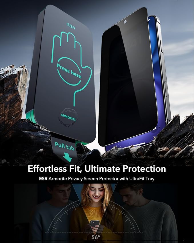 ESR 3 Pack 9H+ Glass for iPhone 16/ iPhone 15 Privacy Screen Protector - Image 2