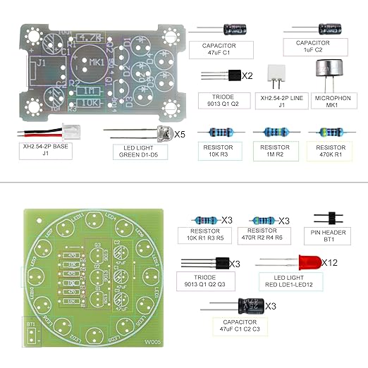 Soldering Practice Kit DIY RGB Alarm Clock Green Sound Sensor RGB Gyro Red - Image 4