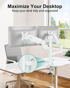 Dual Monitor Stand for Desk, Taller Monitor Arms for 2 Screens up to 32 inch - Image 6