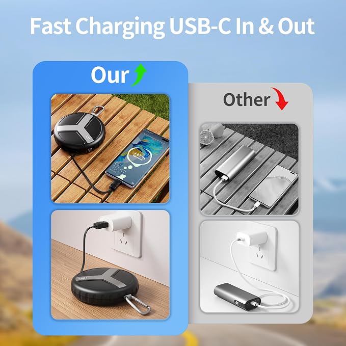 Vivilumens Retractable Power Bank Outdoor Portable 10000mAh Cell Phone Fast - Image 7