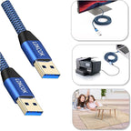 USB to USB Cable 20FT, Durable Braidedfor USB 3.0 Male to Male Type A to Type A - Image 3