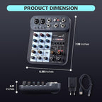 4 Channel DJ Audio Mixer, DJ Mixers Sound Board, Sound Mixer Board XLR 1/4" - Image 8