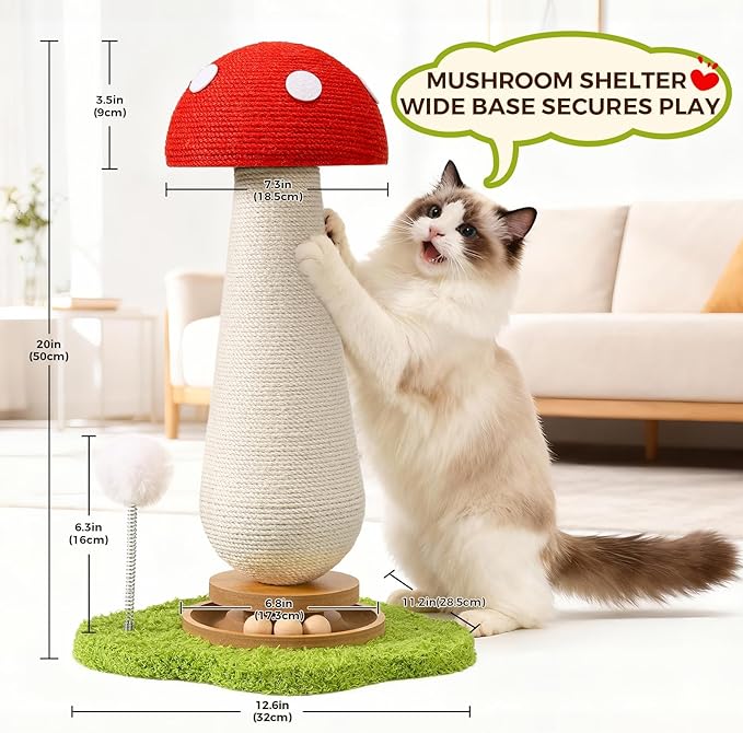 Cat Scratching Post for Indoor Cats, Cat Toys Scratcher Sisal Cat Scratch Posts - Image 4