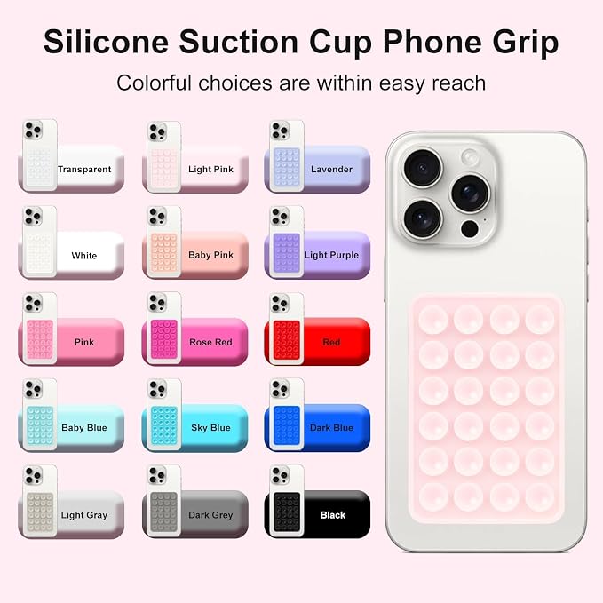2PCS Silicone Suction Phone Case Mount, Non Slip Suction Cup, Hands-Free Phone - Image 2