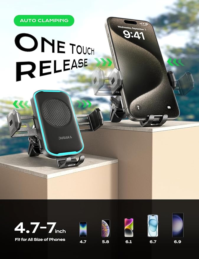Wireless Car Charger, 15W Fast Charging Auto Clamping Car Phone Holder Mount - Image 6