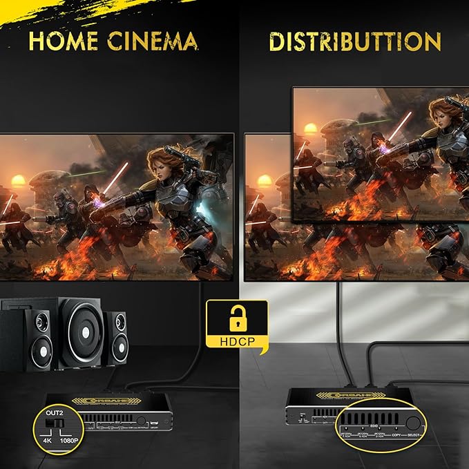 8K@60Hz 4K@120Hz HDMI 2.1 Splitter 1 in 2 Out, 48 Gbps, HDCP 2.3, Supports VRR - Image 3