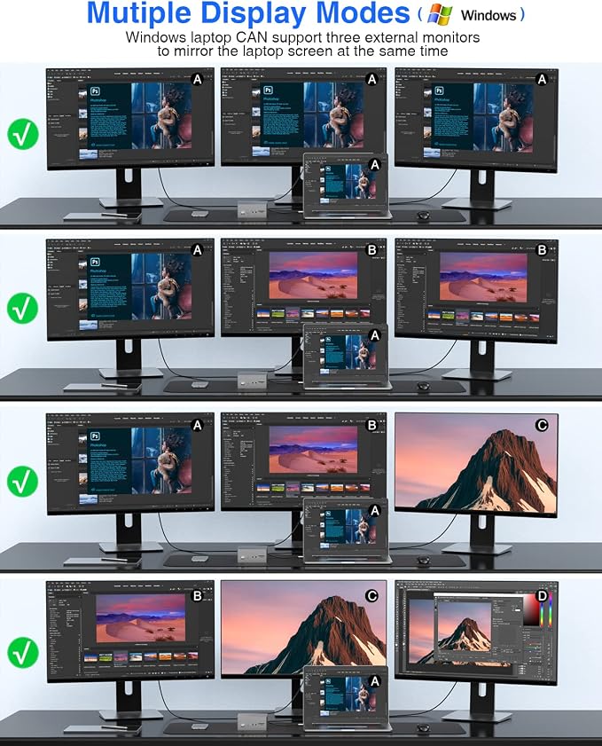 TOTU Upgraded Universal USB-C 4K Triple Display Docking Station - Image 6