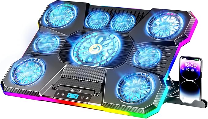 ChillCore Laptop Cooling Pad, RGB Lights Laptop Cooler 9 Fans by ChillCore