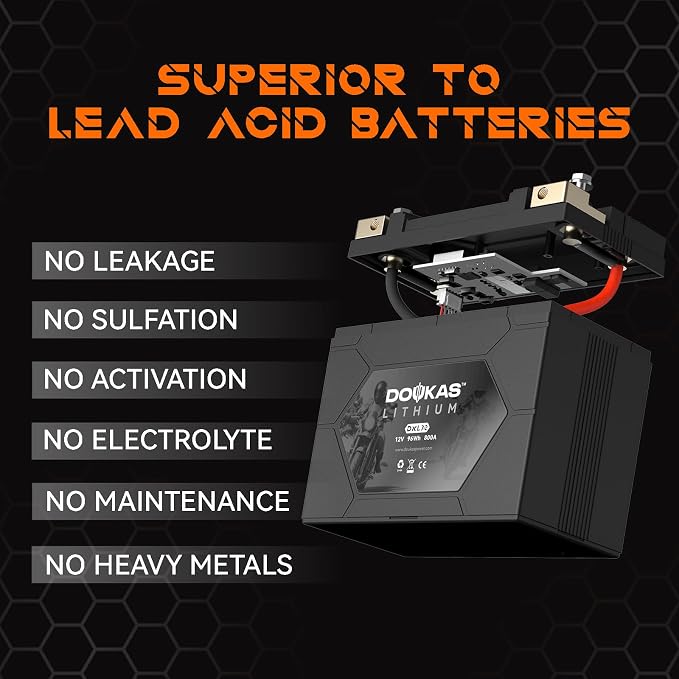 DKL30 800A LiFePO4 Motorcycle Lithium Battery, 12V 8Ah Powersports Battery - Image 3
