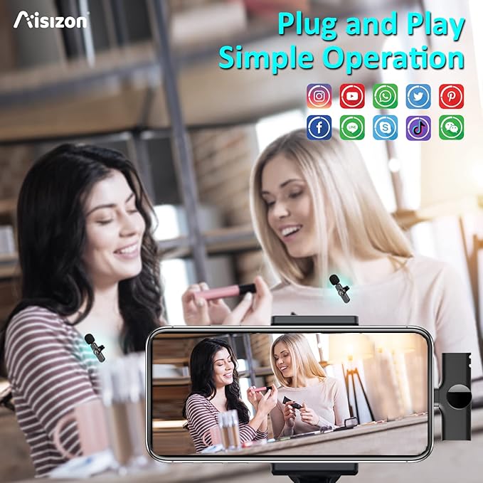 Wireless Lavalier Microphone for iPhone7-14, Wireless Clip Mic, Clip on - Image 3