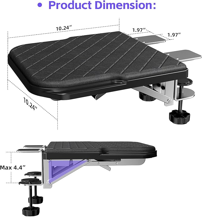 Arm Rest for Desk, 90°Foldable Computer Wrist Rest Shelf - Image 3
