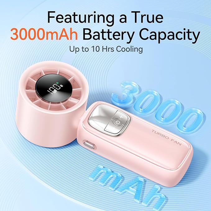 3-in-1 Portable Handheld Turbo Fan-100 Speeds, 15000 RPM, 10Hrs Cooling - Image 6