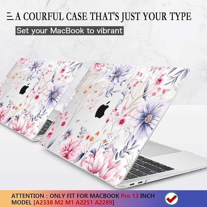 CISSOOK Flower Case for MacBook Pro 13 Inch M2 A2338 M1 A2251 A2289 Model - Image 3