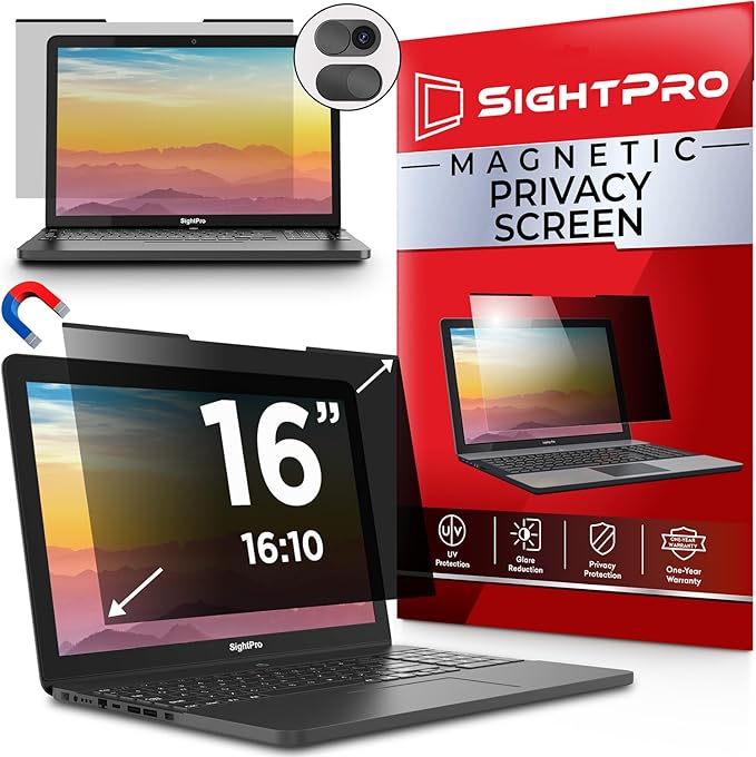 Magnetic Laptop Privacy Screen 16 Inch 16:10 by SightPro