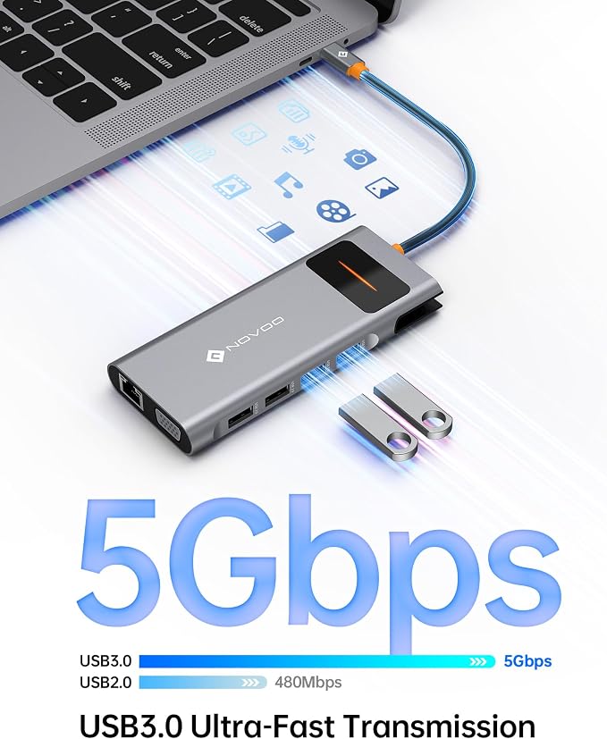 NOVOO USB C Docking Station Dual Monitor HDMI - Image 7