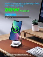 2-in-1 Magsafe Charger Stand, Zinc Alloy Foldable Magnetic Wireless Charger - Image 3