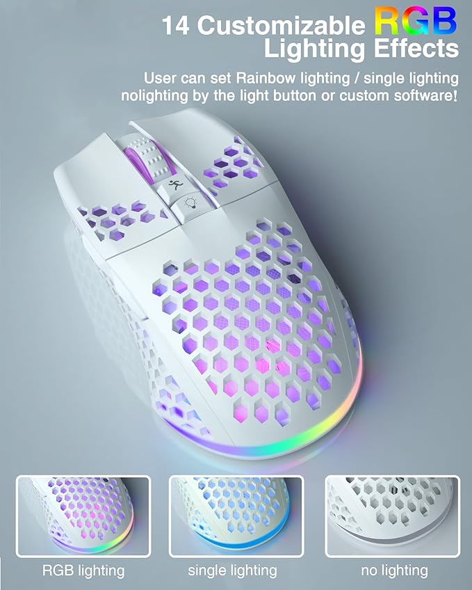 SM600 White Wireless Gaming Mouse, 8000 DPI Tri-Modes BT5.1/Type-C Wired/2.4G - Image 6