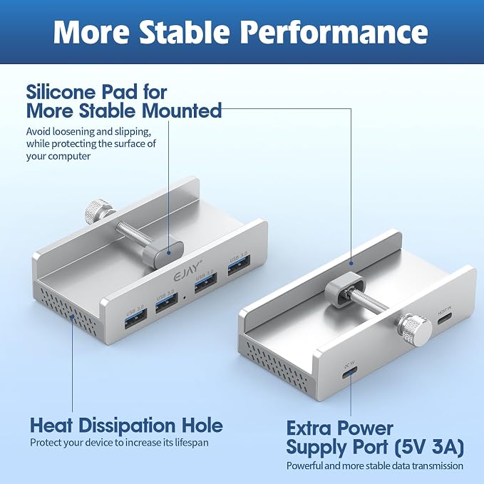 USB HUB3.0, Clamp USB HUB, Aluminum 4-Port USB Adapter - Image 5