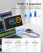 ORICO 512GB External SSD Up to 2000MB/s Portable Solid State Drive, USB 3.2 Gen - Image 2