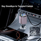4 in 1 Retractable Car Charger, 69W Car Charger USB C, Cigarette Lighter Adapter - Image 4
