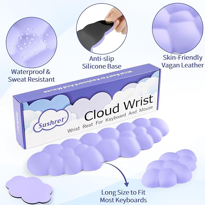 Cloud Wrist Rest Keyboard, Cloud Keyboard Wrist Pad Set - Image 5