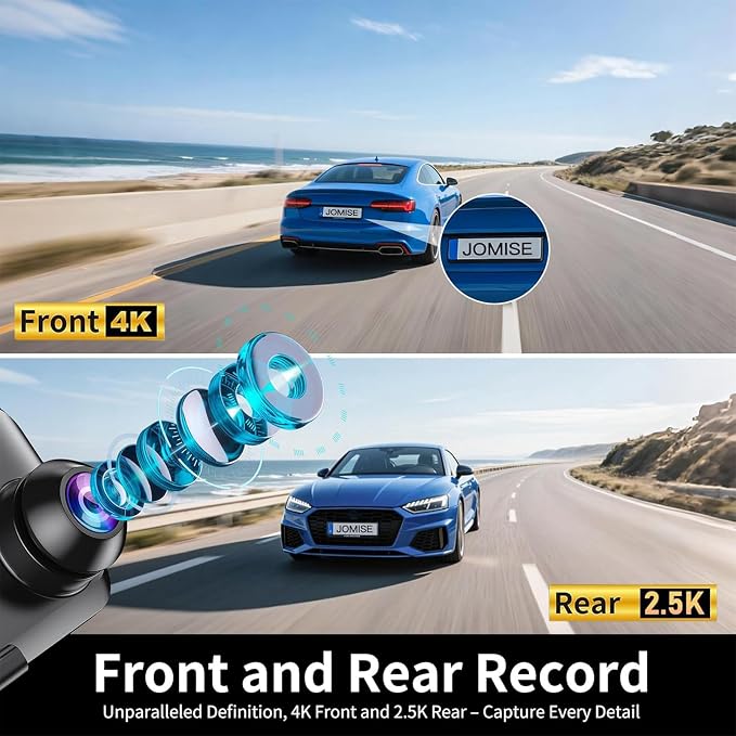 JOMISE G814 11" 4K+2.5K Rear View Mirror Camera — No WiFi/Bluetooth, Mirror - Image 3
