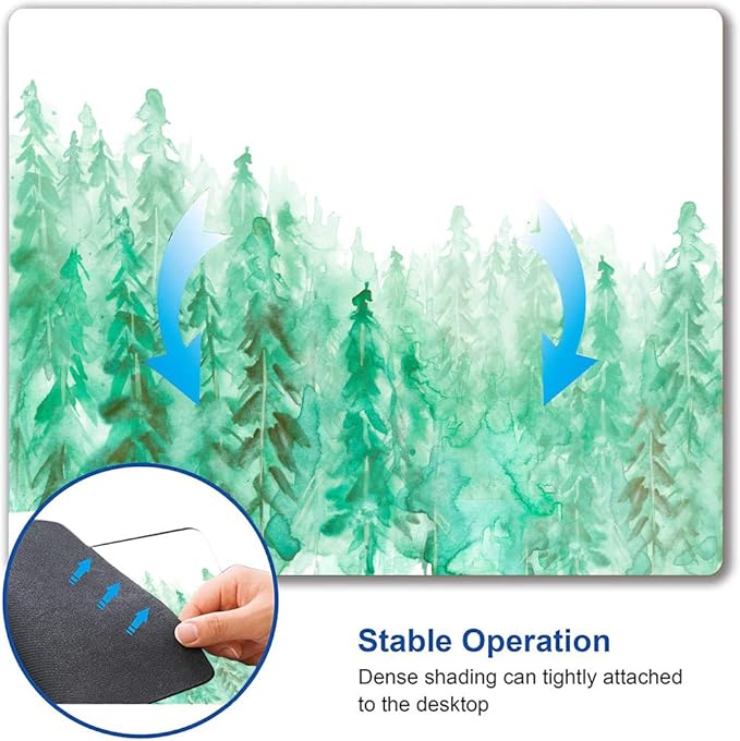 Green Forest Mouse Pad, Watercolor Trees Mouse Pad, Gaming Mouse Mat Square - Image 6