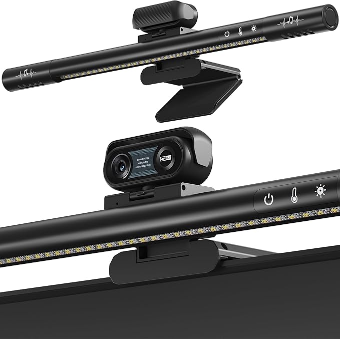 4-in-1 4K Webcam with Microphone and Speaker, Noise Cancellation, Privacy Cover by Unknown