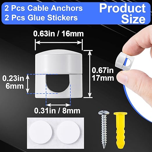 2 Sets Charger Holders for Cords, Adhesive Metal Cord Clips, Cable Management - Image 2