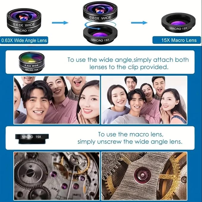Universal 7-in-1 Mobile Phone Camera Lens Kit, Funny Cell Phone Lens - Image 5