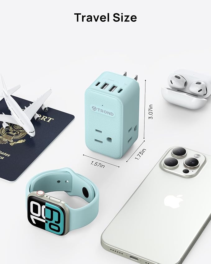 TROND Outlet Extender with USB, 360 Rotating Plug Adapter with PD 20W USB C Port - Image 7