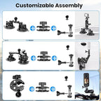 Suction Car Mount for GoPro/Insta360/DJI | Aluminum Alloy Extendable Selfie - Image 9