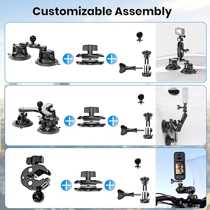 Suction Car Mount for GoPro/Insta360/DJI | Aluminum Alloy Extendable Selfie - Image 9