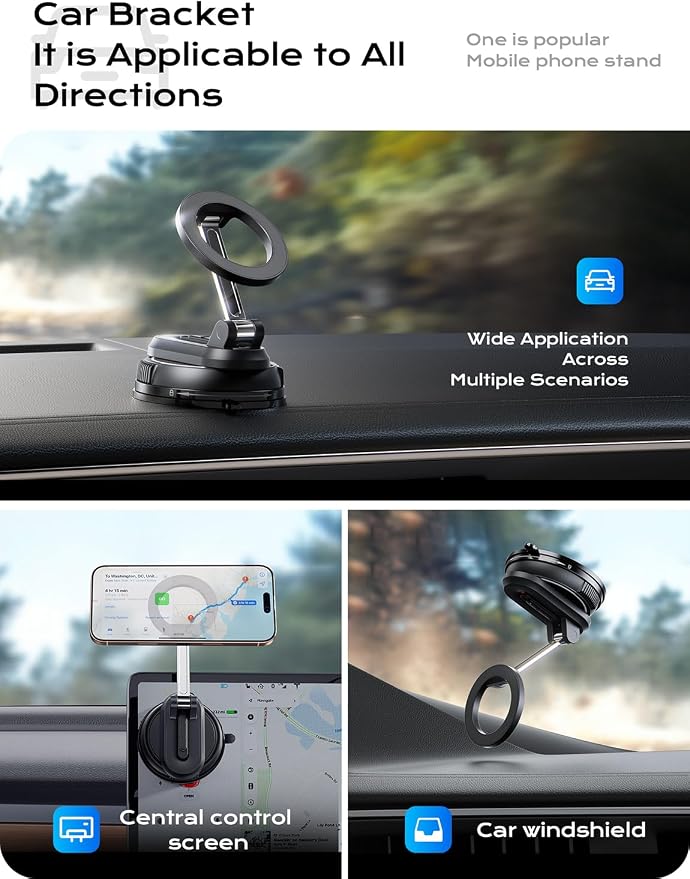 Car Phone Holder for Magsafe, Ultra Magnetic and Strong Suction 360° Adjustable - Image 3