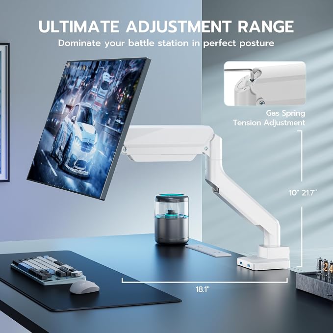 ARES WING Single Monitor Arm, Heavy Duty Adjustable Monitor Arm - Image 7