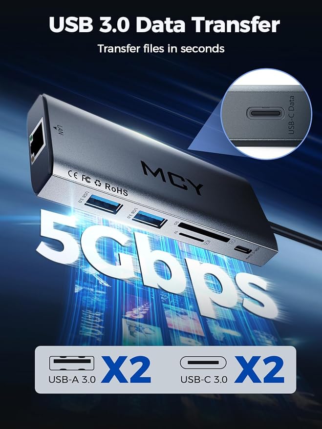 MCY USB C Hub, Laptop Docking Station Dual Monitor Single 8K, 10 in 1 Type-C - Image 5