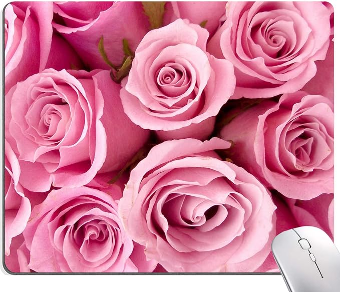 IMAYONDIA Pink Rose Mouse Pad, Waterproof Non-Slip Rubber Base Mouse Pad by IMAYONDIA