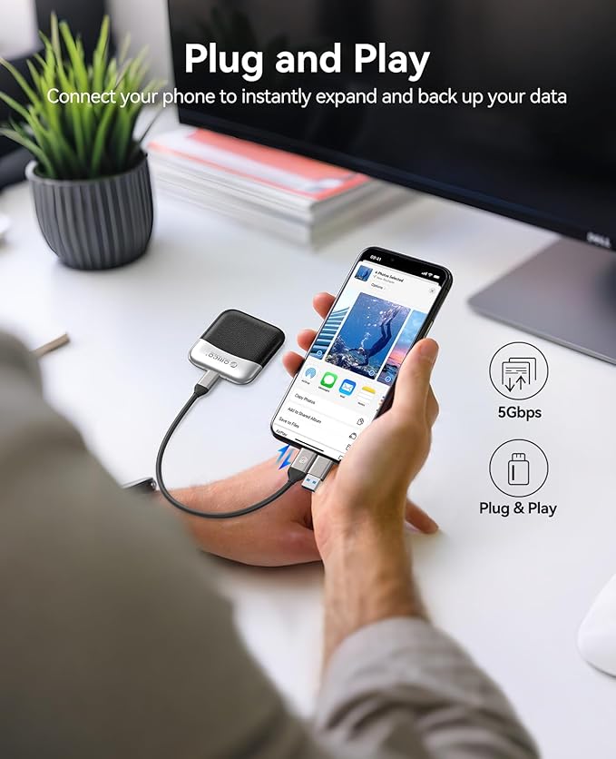 ORICO 1TB External SSD with 2 in 1 USB C & A Cable, Plug and Play Portable - Image 3