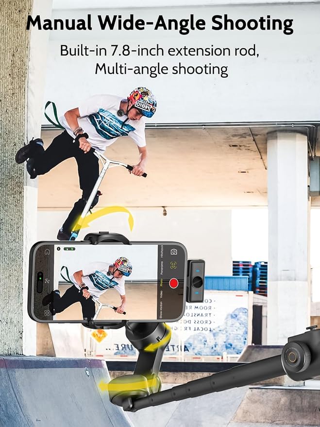 Gimbal Stabilizer for iPhone & Android, 3-Axis Phone Gimbal w/Wireless Lavalier - Image 6