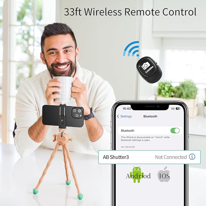 Phone Tripod with Wireless Remote - 2 in 1 Replaceable Flexible Tripod - Image 7