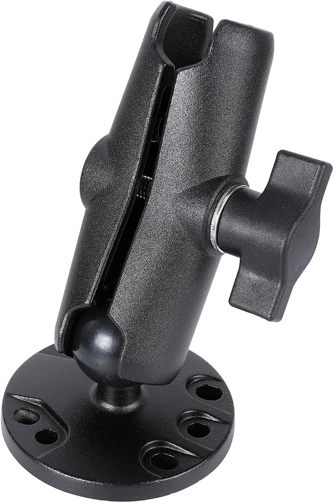 1" Ball Double Socket Arm with AMPS Hole Round Plate Base, Aluminum Alloy by Unknown