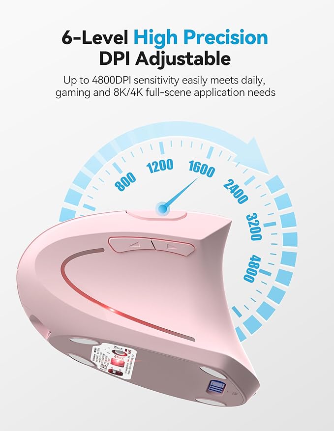 TECKNET Ergonomic Mouse, Rechargeable 2.4G+Bluetooth Vertical Mice 6 DPI - Image 5