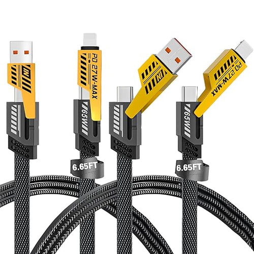2Pack 4 in 1 Fast Charging Cable, Transferring Data, 6.65 Ft, Braided Cable 65W by Gartmost