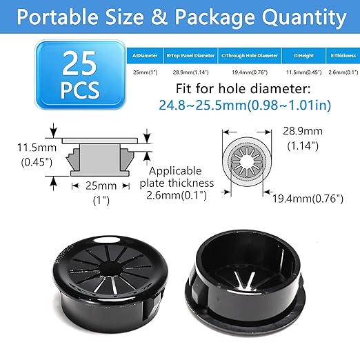 25 Pcs Cable Grommet, Snap Bushing 1" Mounting Diameter, Flexible Petal-Shaped - Image 9