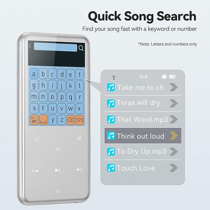 AGPTEK 64GB MP3 Player with Bluetooth, M3 2.4 inch Music Player with Speaker - Image 6