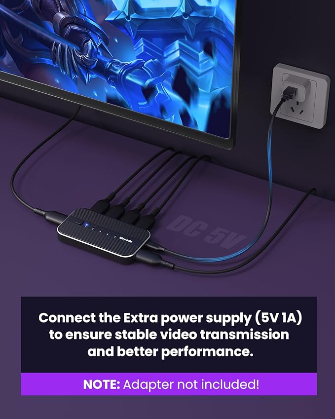 HDMI Splitter with Remote, 5 in 1 Out 4K@60Hz Elepode HDMI Switch, HDMI 2.0 - Image 5