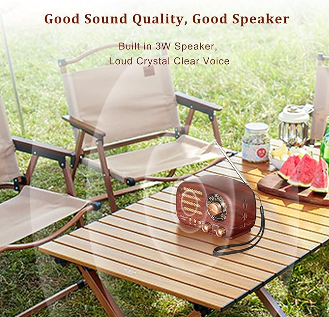 Oncheer Portable Vintage Retro Bluetooth Speaker Radio - Image 6