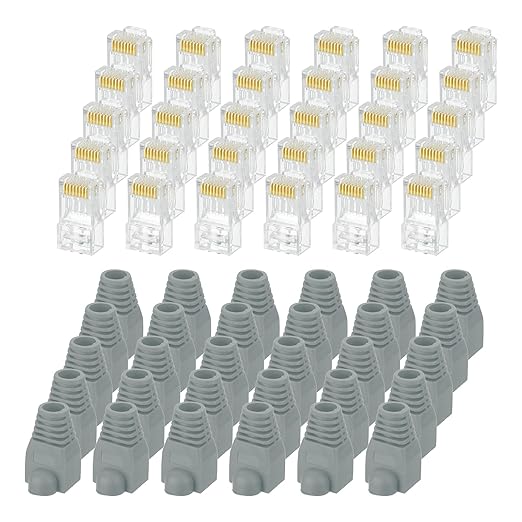 MECCANIXITY 100pcs Cat6 RJ45 Pass Through Connectors, RJ45 Connector 8P8C Gold by MECCANIXITY